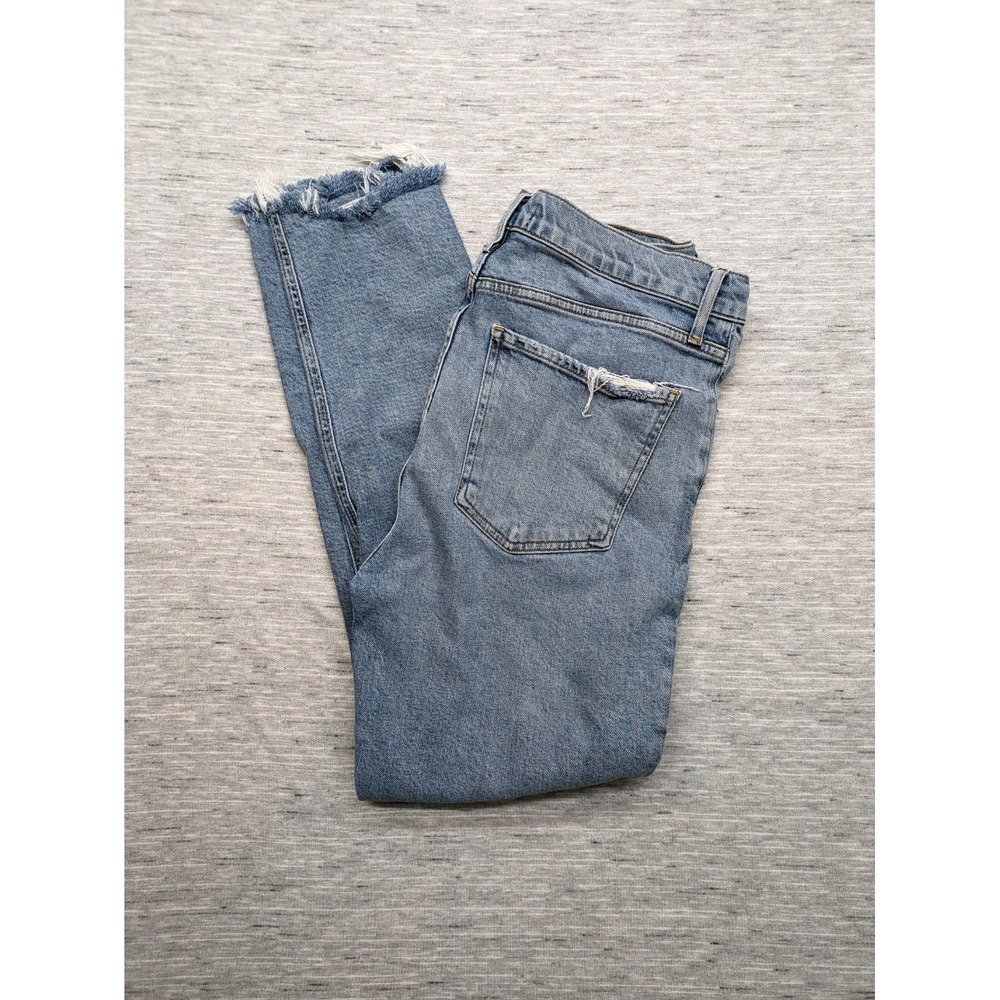 Agolde Nico High Rise Slim Fit Distressed Raw‎ Hem Jeans in Rooted Size 28